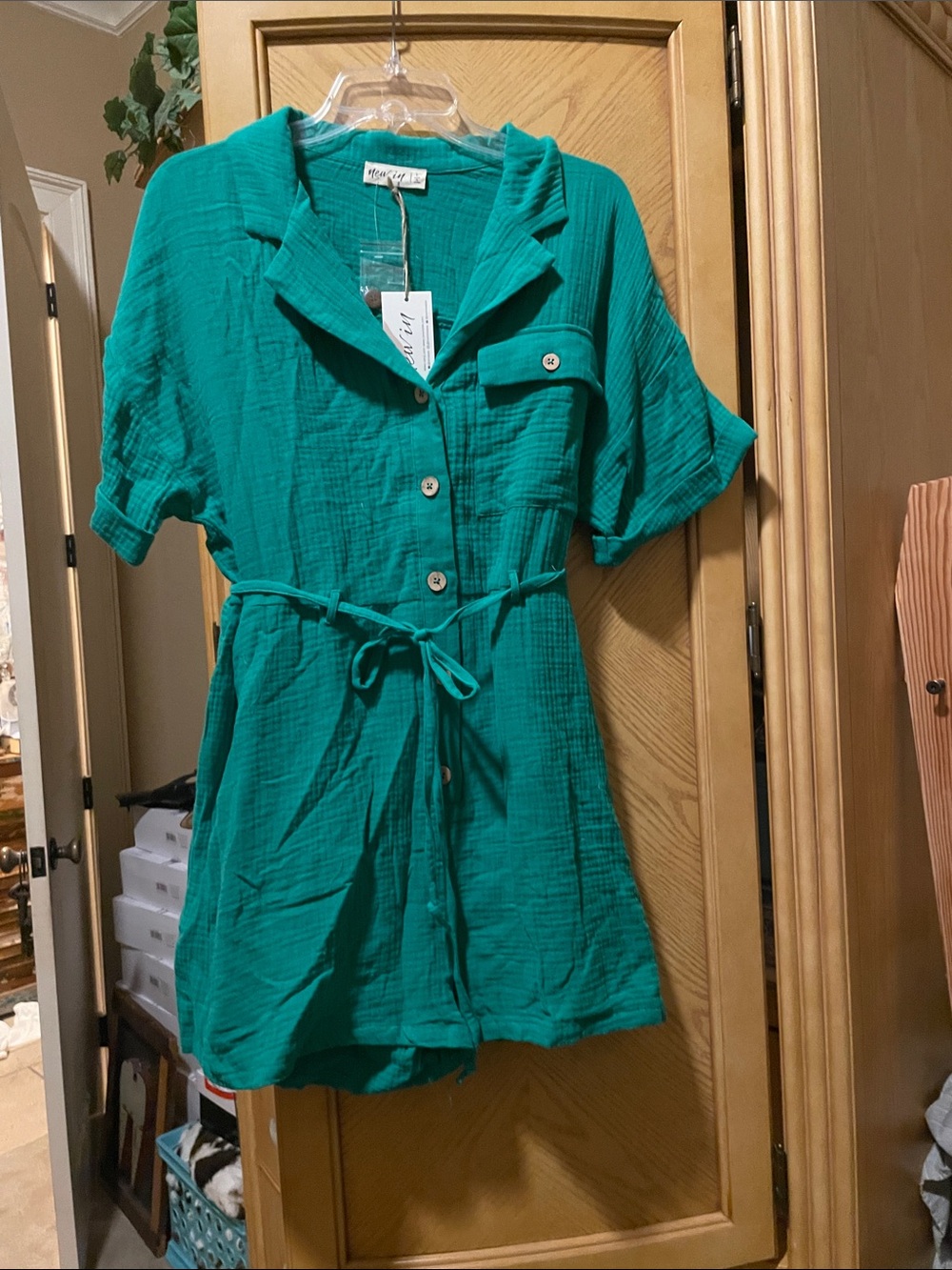 New in Kelly green romper size large
